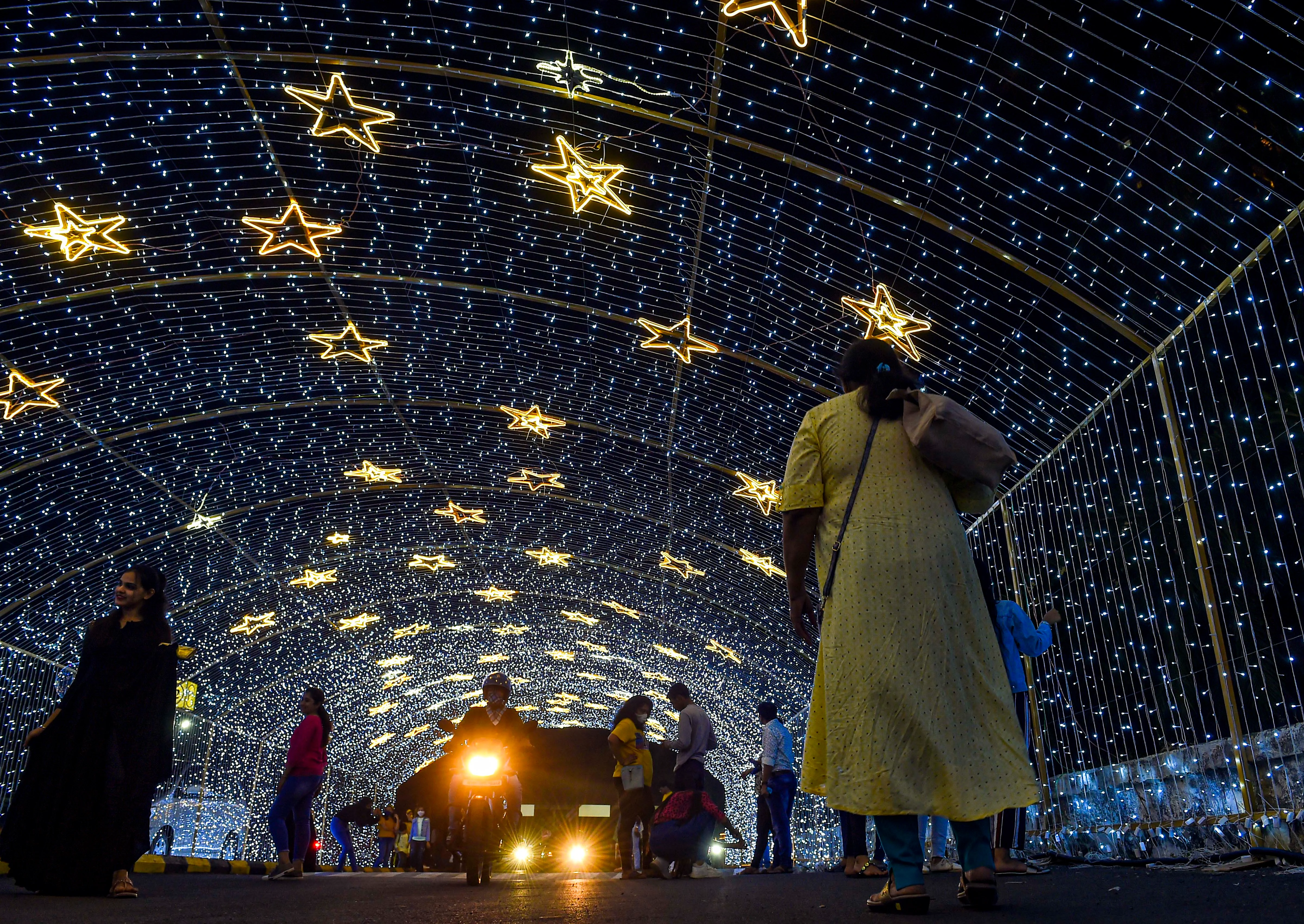 Mumbai: Lightings outside a mall, on the eve of the New Year 2021, in Mumbai, Thursday, Dec. 31, 2020.