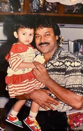 A childhood Picture of Niharika Kondela with her Uncle Cheeranjeevi