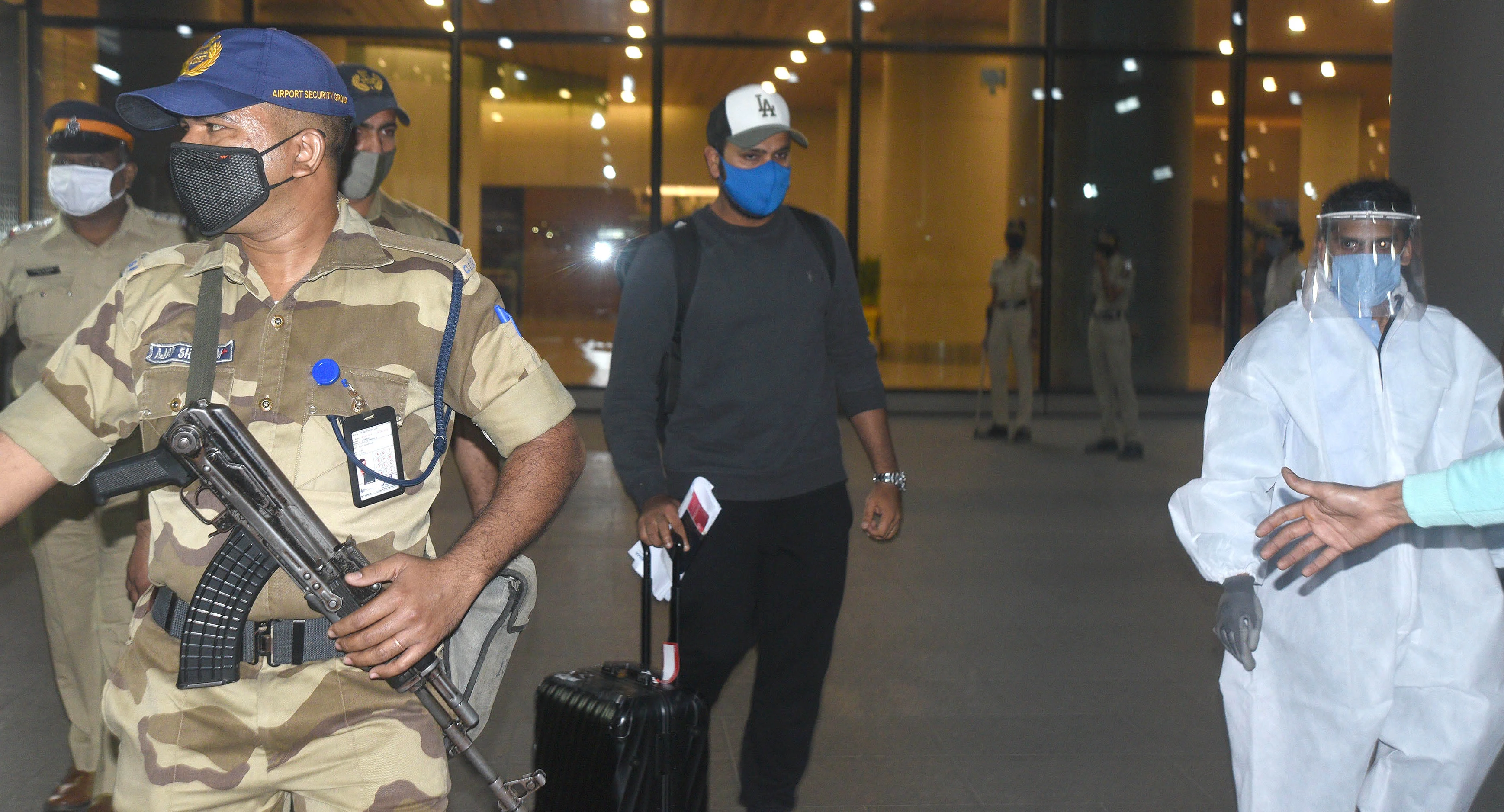 Rohit Sharma arrives at Mumbai airport.