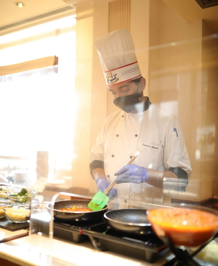 Acrylic armoured chef of ITC Grand Central Live counter of the brunch