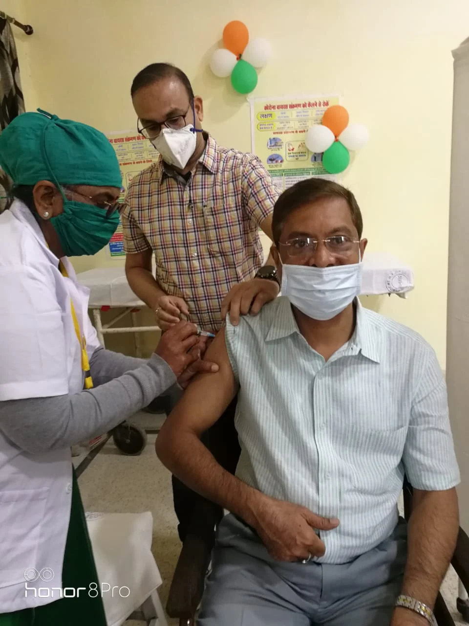 Dr Hemant Jain, HoD pediatrics, MGM Medical College, Indore, was vaccinated on Wednesday