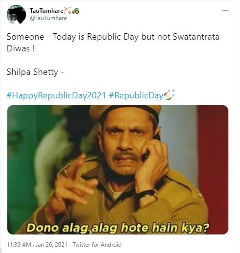 Shilpa Shetty brutally trolled for confusing 'Republic' with 'Freedom' in R-Day post