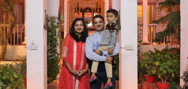 Prajakta limaye with her husband and son, Shlok