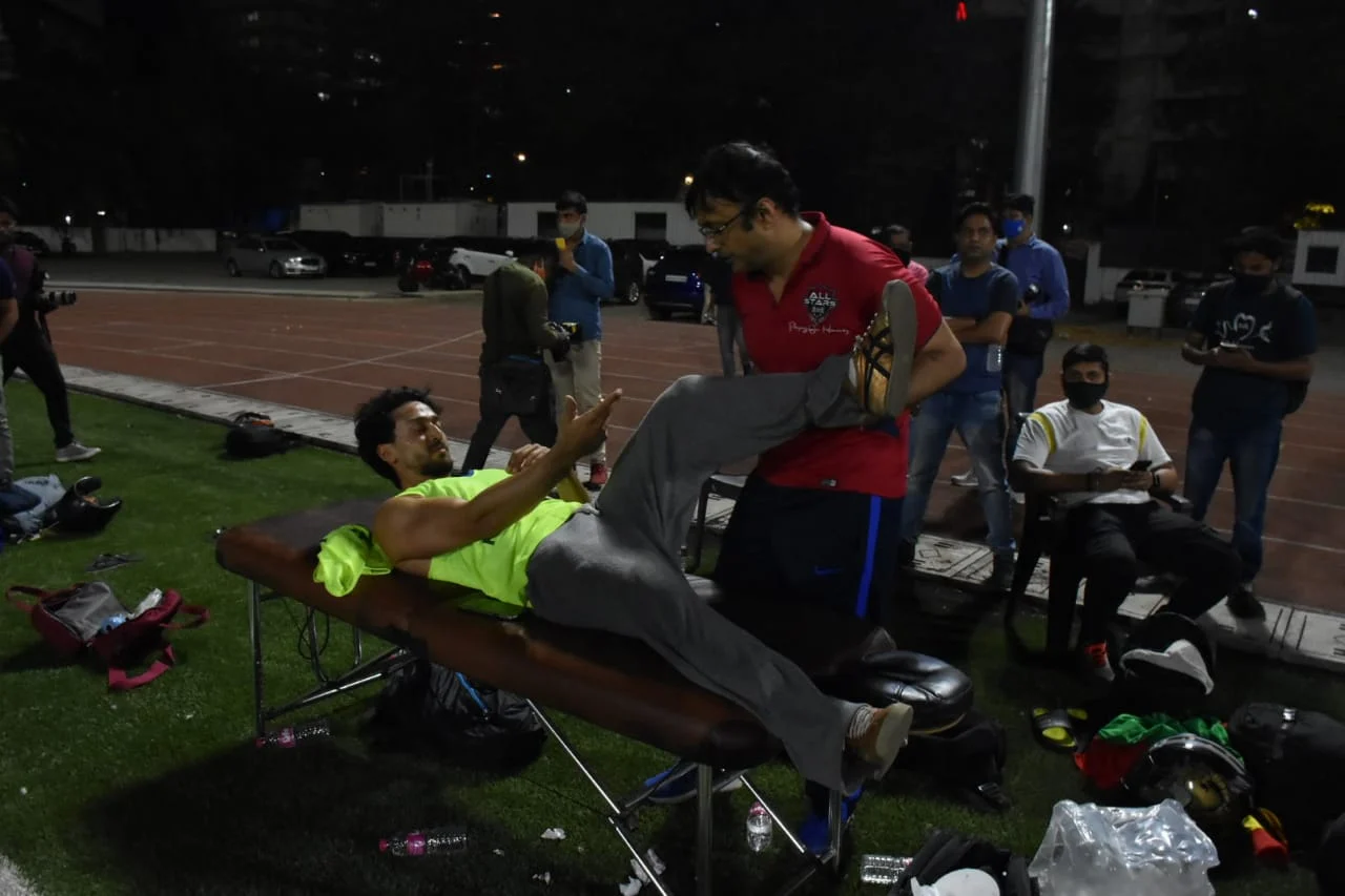 Disha Patani stands by an injured Tiger Shroff during a celebrity football match in Mumbai