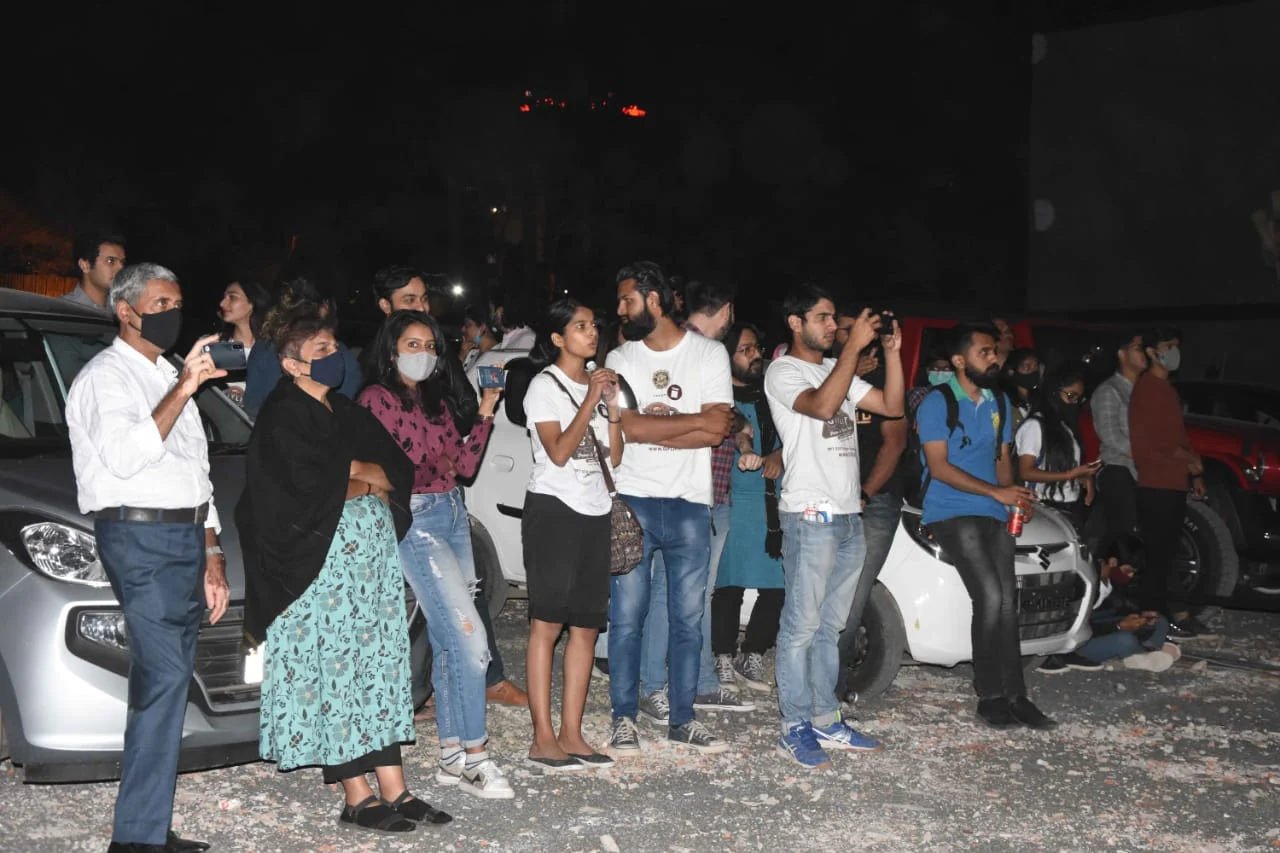 People watching performance in Bhopal on Sunday evening