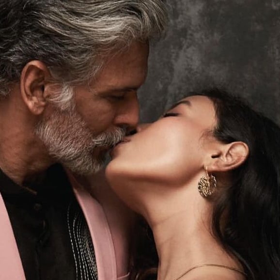 Milind Soman, Ankita Konwar indulge in a steamy lip-lock to promote vegan fashion