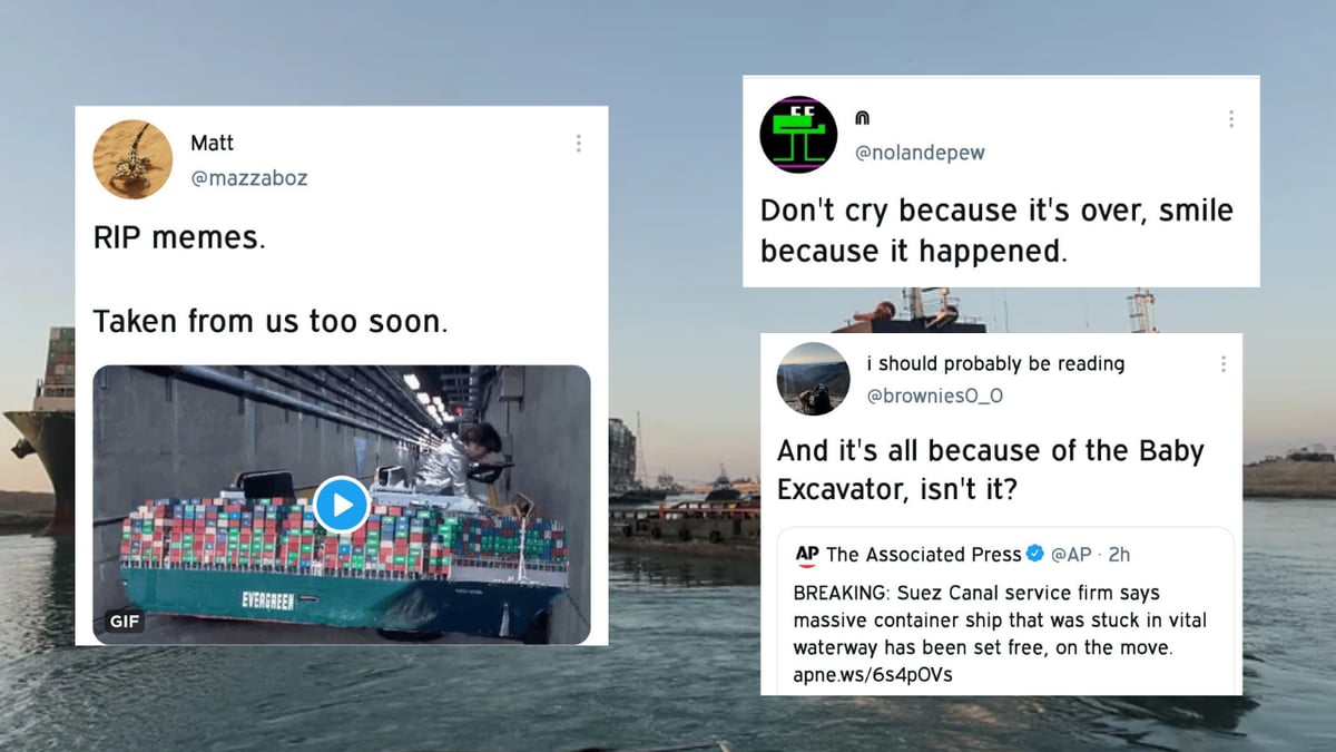 Along With Ship Twitterati Bid Farewell To Suez Canal Memes After Ever Given Goes Free