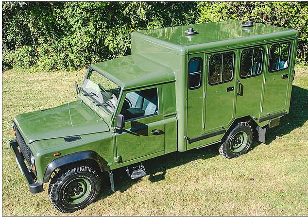A Land Rover that Prince Philip, the Duke of Edinburgh, helped design over 15 years ago. The vehicle is believed to be a modified Defender 130 Gun Bus.