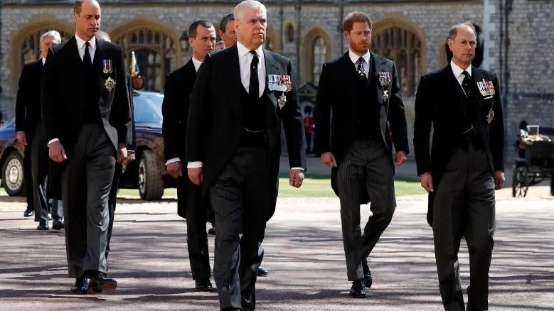(From left) Prince Charles; Duke of Cambridge, Prince Andrew; Duke of York, Prince Harry; Duke of Sussex, and Prince Edward; Earl of Wessex