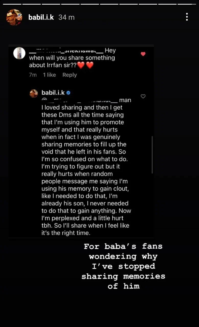 Irrfan Khan's son Babil accused of using late father's memory 'to gain clout', says 'I'm perplexed and a little hurt'