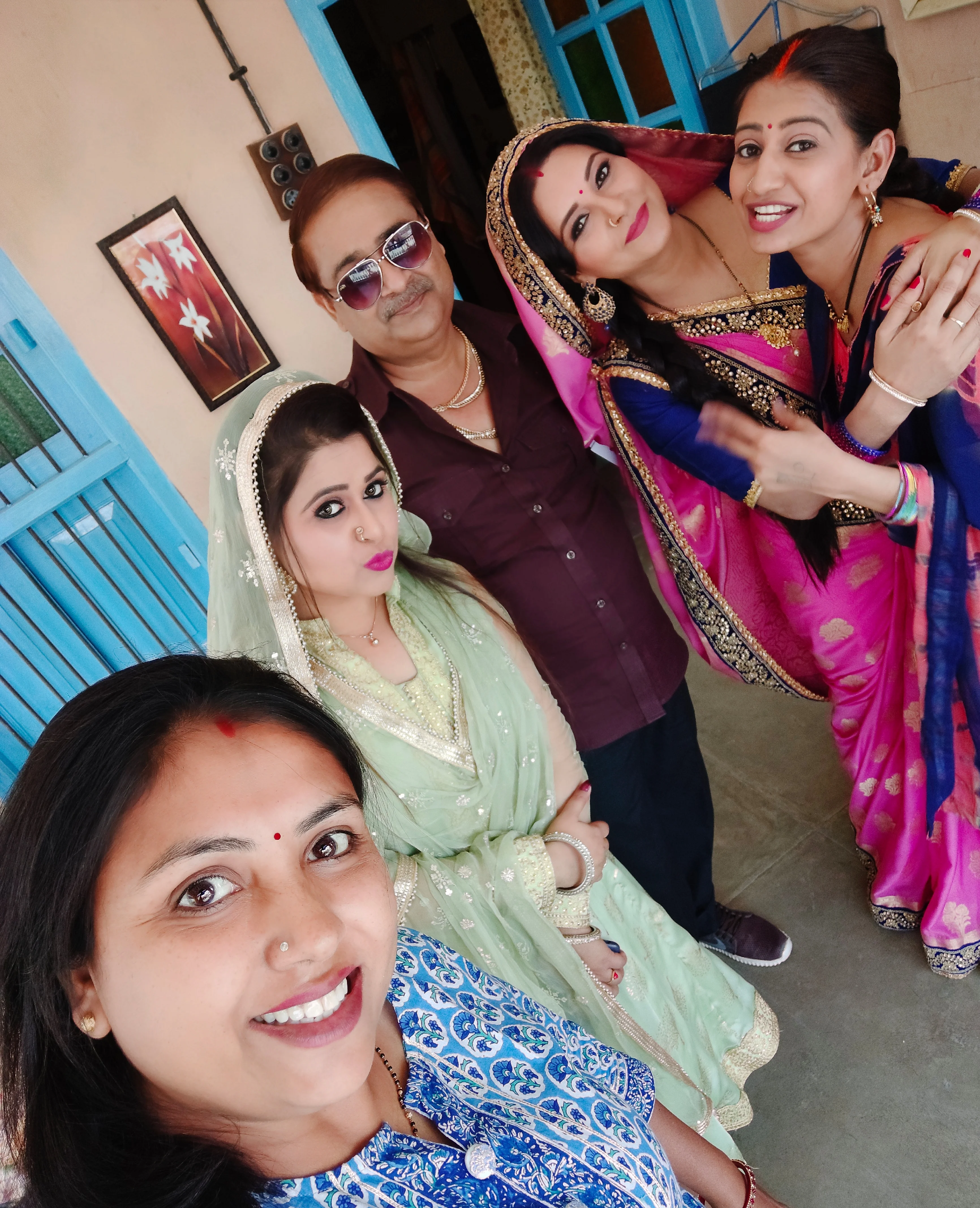 Costume stylist, Renu Pithva taking selfie with actors
