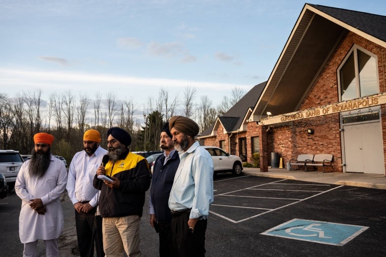 Leaders of the Sikh Satsang, Indianapolis speak to media on Saturday