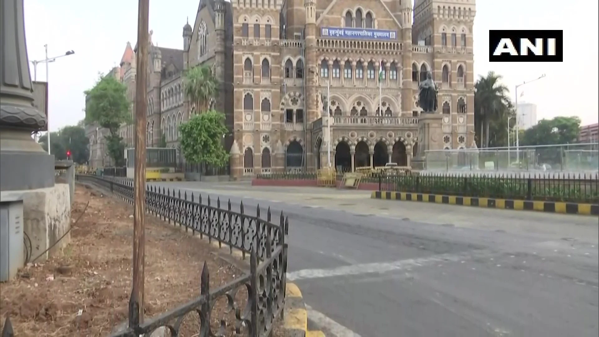 A view of streets wears a deserted look as weekend lockdown has been imposed by the state government in the city to contain the COVID19 pandemic, near CST station in Mumbai on Sunday.