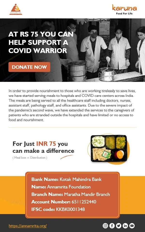 Annamrita Foundation to provide meals to COVID-19 warriors: Here's how you can donate