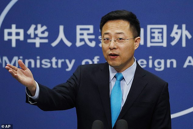 'A Japanese official said it is okay if we drink this water, so then please drink it,' Chinese Foreign Ministry spokesman Zhao Lijan (pictured) said at a press conference on Wednesday