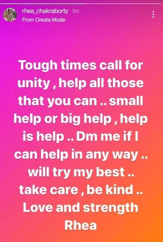 'DM me': Rhea Chakraborty comes forward to help people amid second wave of COVID-19