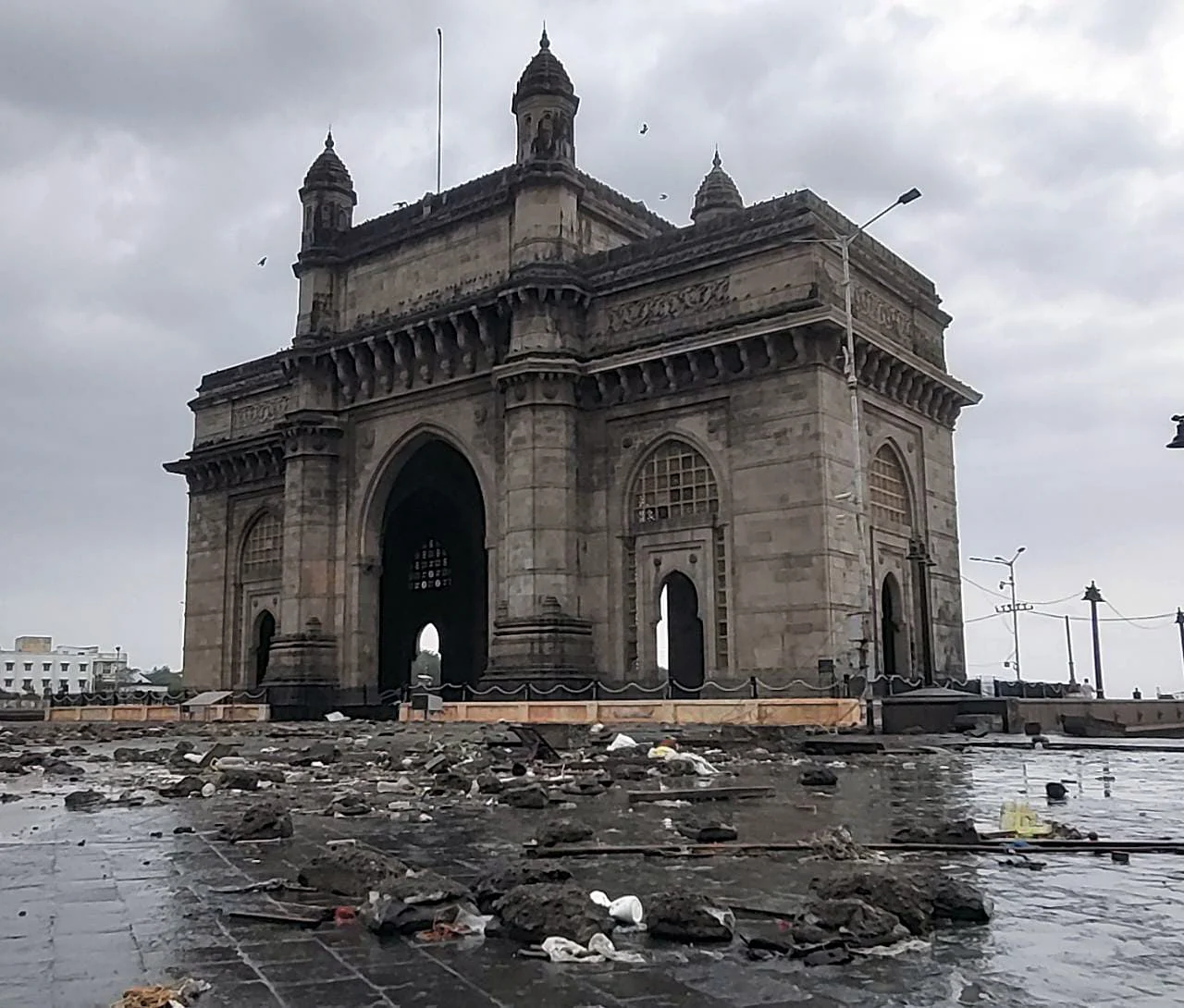 Maharashtra, May 18 (ANI): A view of Gateway of India after Cyclone Tauktae hit, in Mumbai on Tuesday.