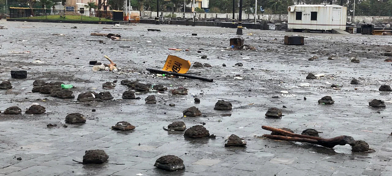 Maharashtra, May 18 (ANI): After effects of Cyclone Tauktae near Gateway of India in Mumbai on Tuesday.