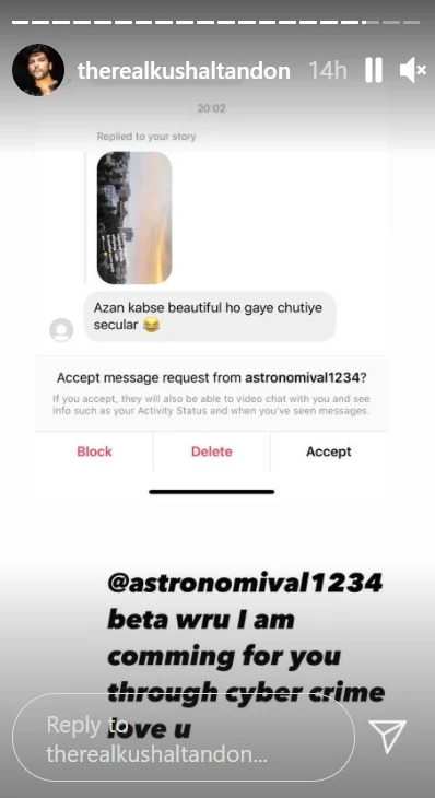 Kushal Tandon reports abusive troll to cybercrime over nasty comment on his 'azan' post
