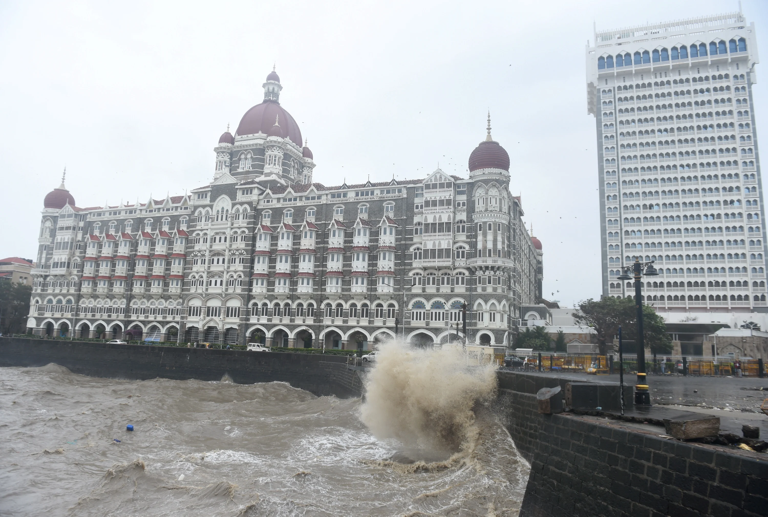 Rough sea in the aftermath of Cyclone Tauktae, near the Gateway of India, in Mumbai, Tuesday,