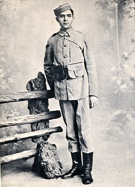 Jawaharlal Nehru in a cadet uniform at Harrow school