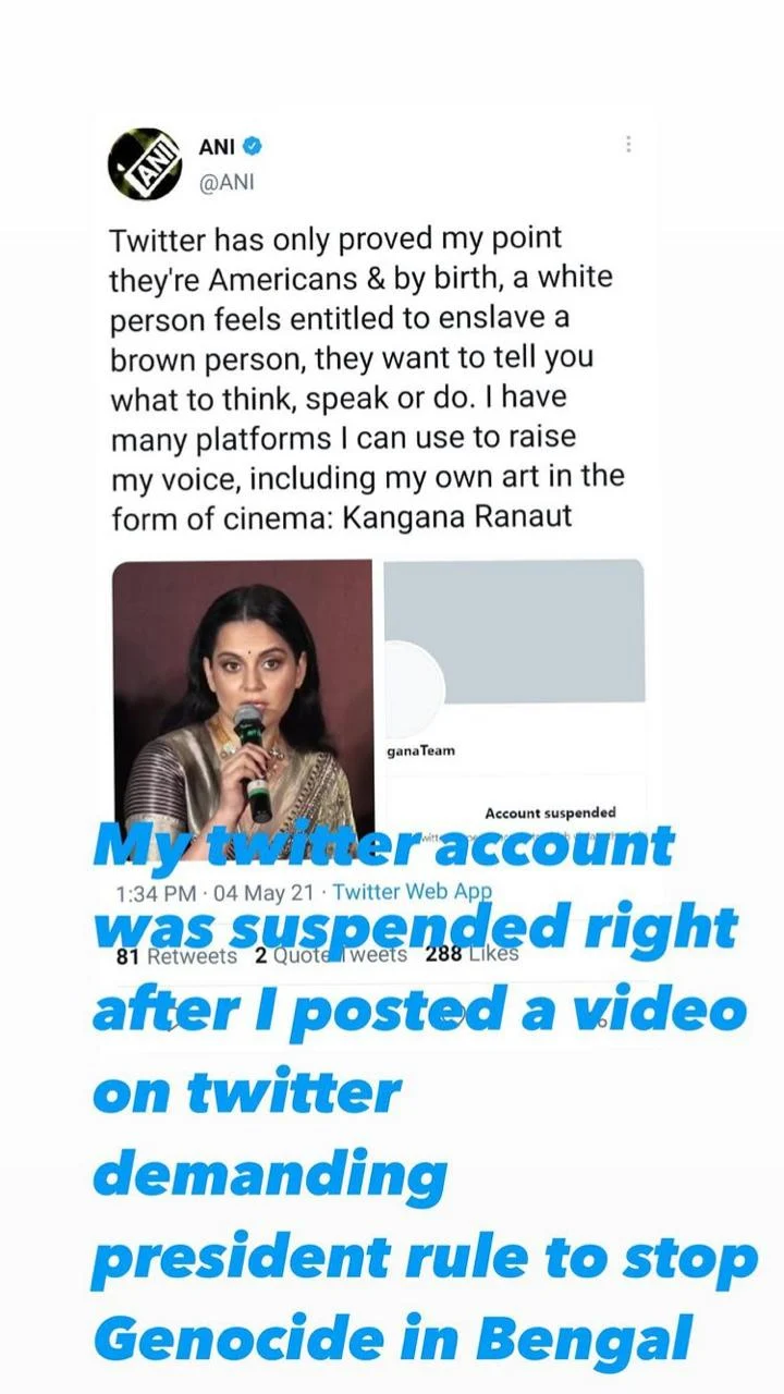 'They feel entitled to enslave a brown person...': Kangana Ranaut on Twitter suspending her account