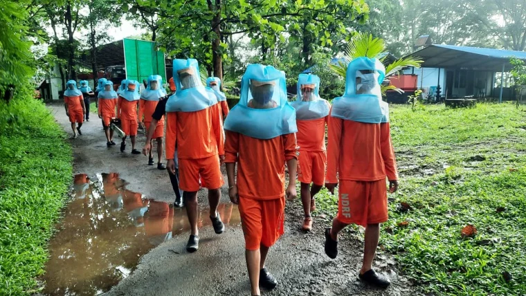 NDRF team posted impending Cyclone 'Tauktae' at Cheruthoni in Idukki on Friday