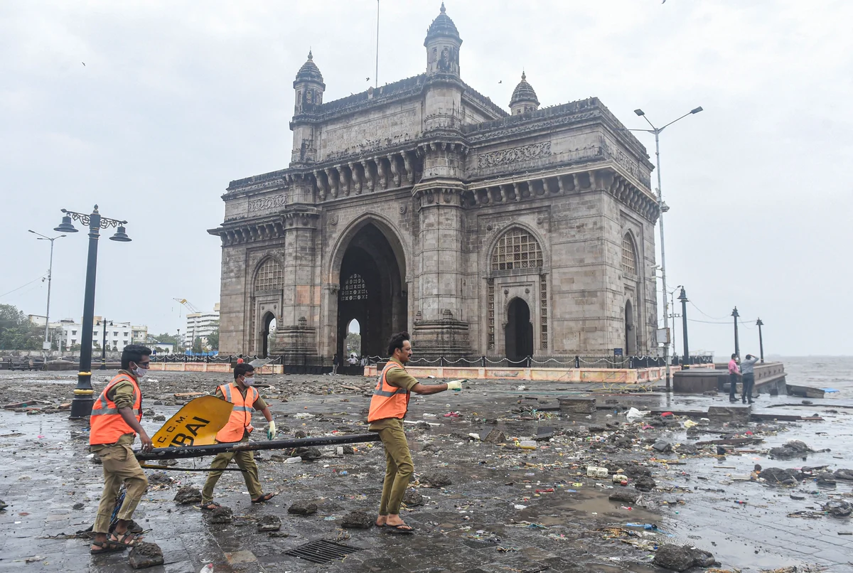 In Pics Cyclone Tauktae ravages Mumbai; wall, footpath near Gateway of