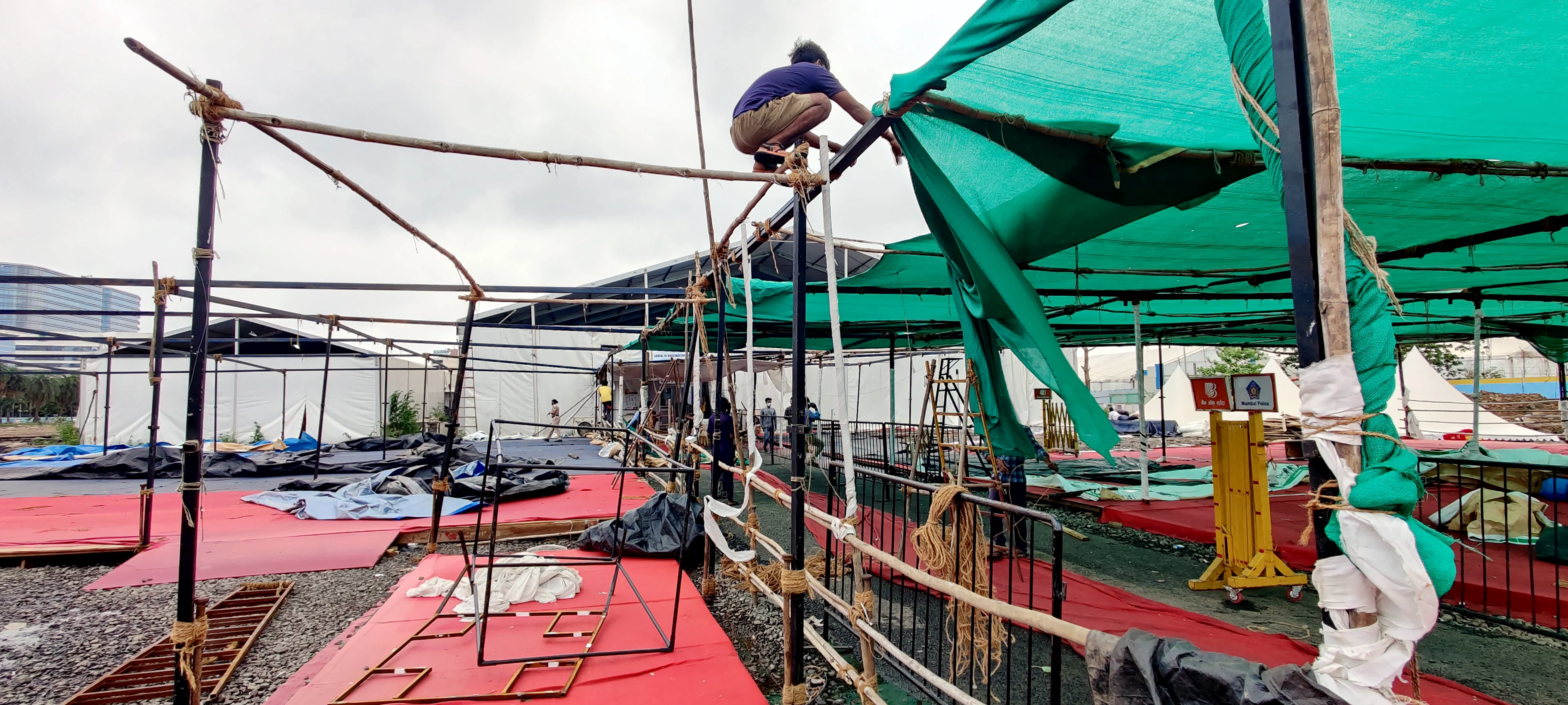 BKC COVID19 care centre damaged due to cyclone Tauktae, in Mumbai on Tuesday.