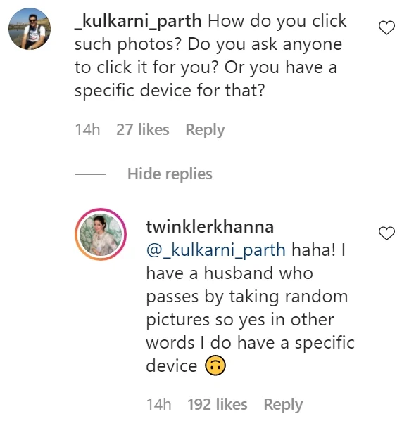 Twinkle Khanna has an epic reply to troll who asked if she has a 'device' to click 'such' pics