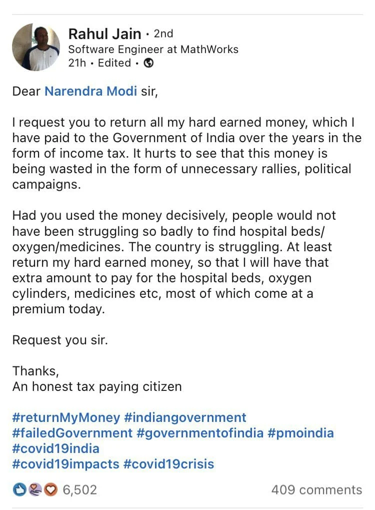 Outrage amid pandemic: As COVID-19 cases and death toll rise, netizens 'want their money back' from Centre