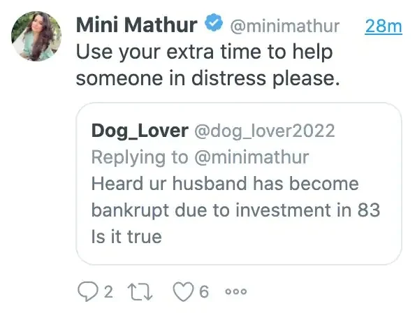 Check out Mini Mathur's classy reply to troll who asked if husband Kabir Khan is bankrupt after investing in '83'