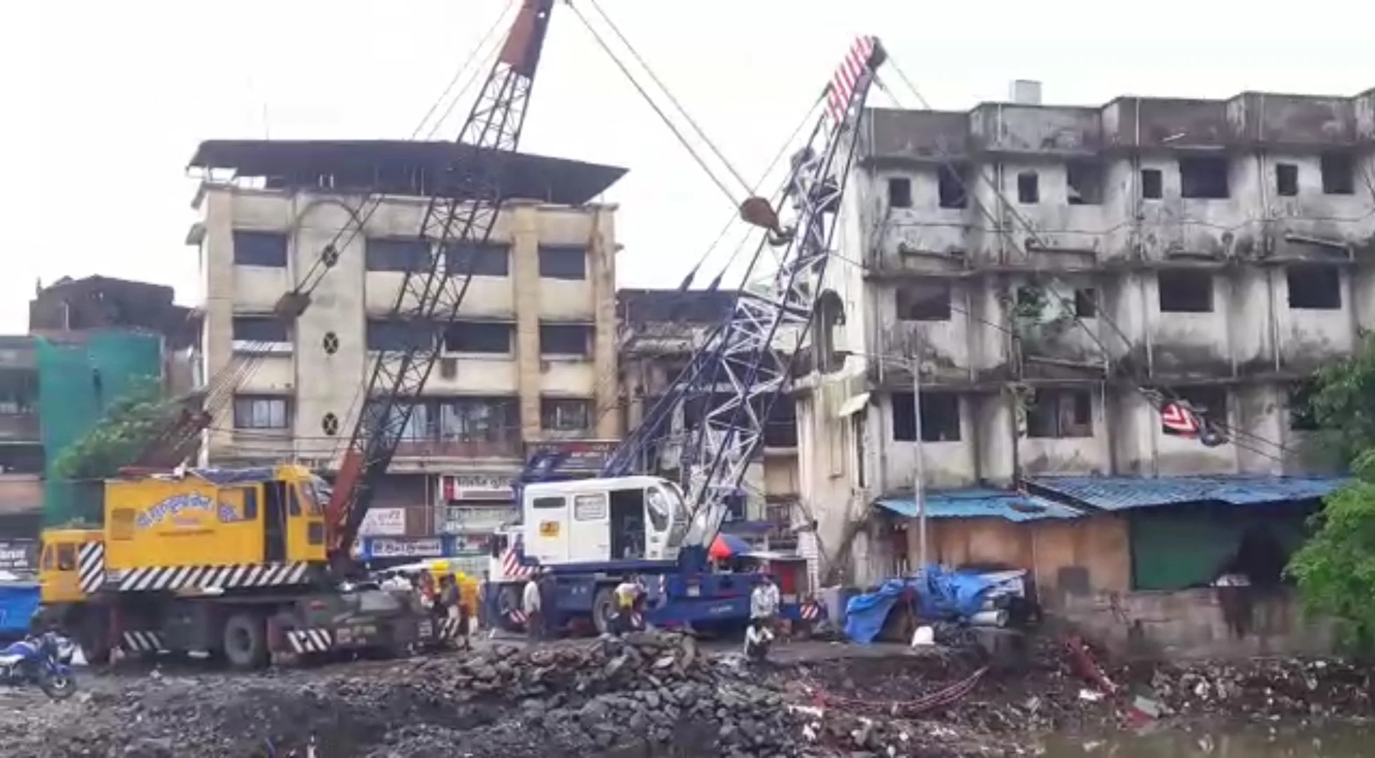 Diva: JCB Poclain submerged inside Diva Lake due to heavy rains