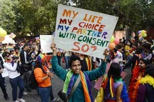Members of the LGBT community attend the 5th Delhi Queer Pride parade in New Delhi.