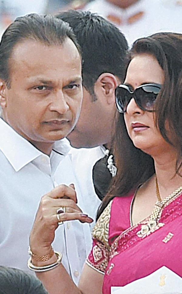 GLAM QUOTIENT: Industrialist Anil Ambani and actress Poonam Dhillon at the swearing-in ceremony.