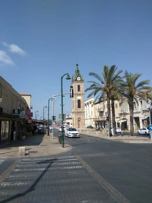 The clock tower at the entrance to Jaffa