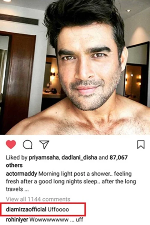 R Madhavan posts shower selfie, Dia Mirza finds it too hot