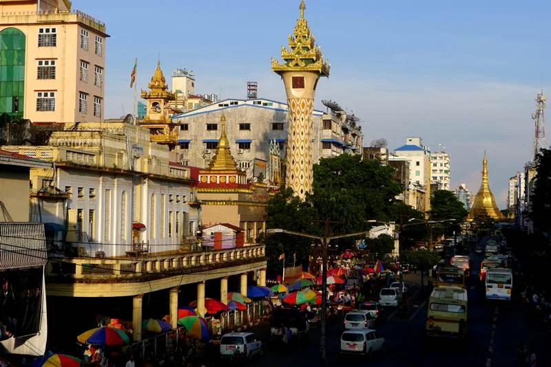 A main street in Yangon