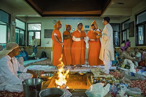 Unmarried Kashmiri Pundit men wear the sacred thread for the first time