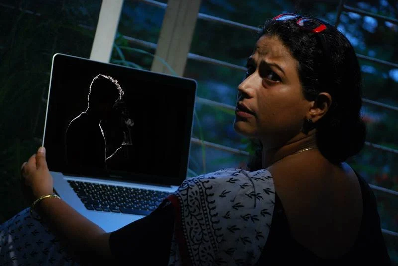 Mona Ambegaonkar in a still from the play Ek Madhav Baug