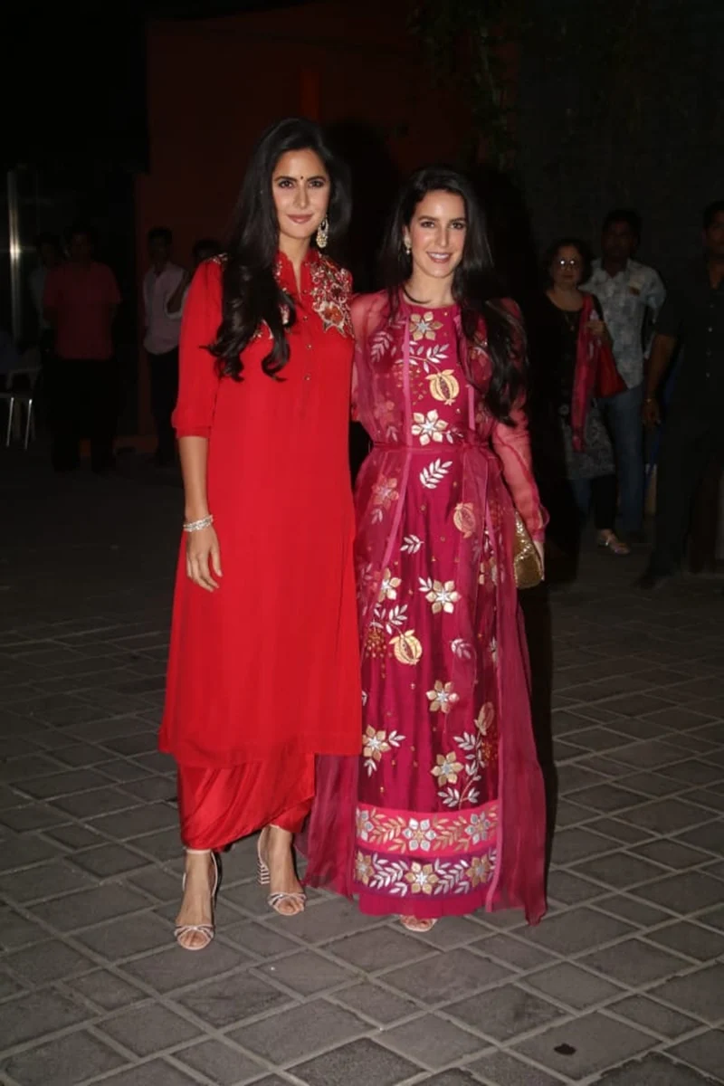 Katrina Kaif and her sister Isabelle Kaif at Mukesh Ambani’s house. Photo By: Viral Bhayani