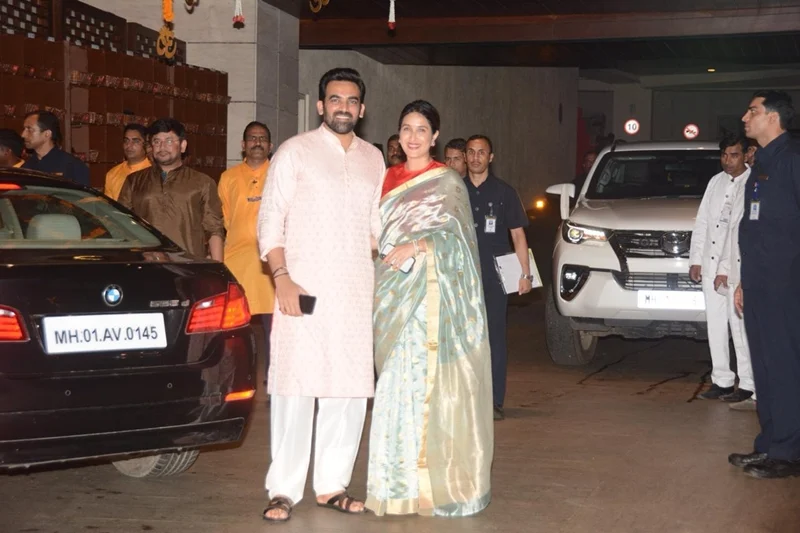 Zaheer Khan and wife Sagarika Ghatge at Mukesh Ambani’s house. Photo By: Viral Bhayani