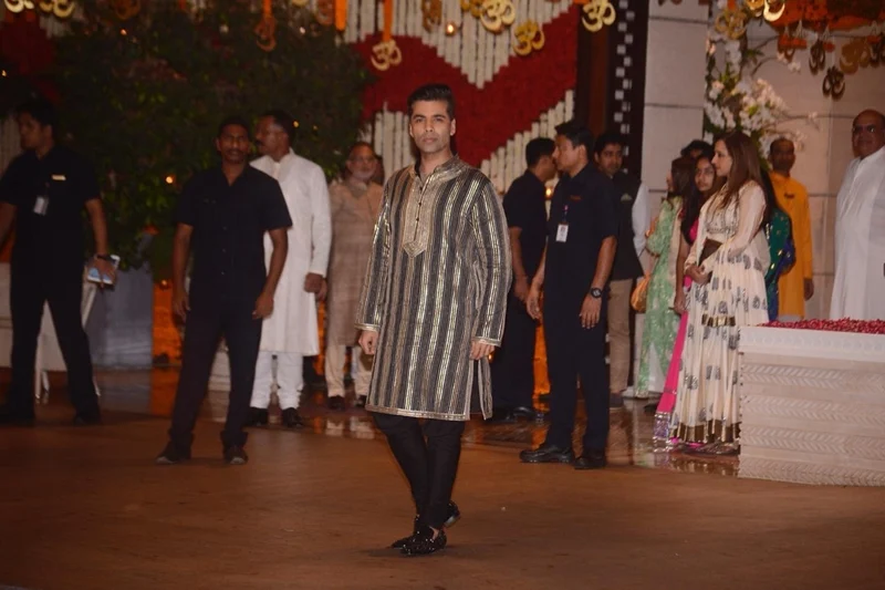 Karan Johar at Mukesh Ambani’s house. Photo By: Viral Bhayani