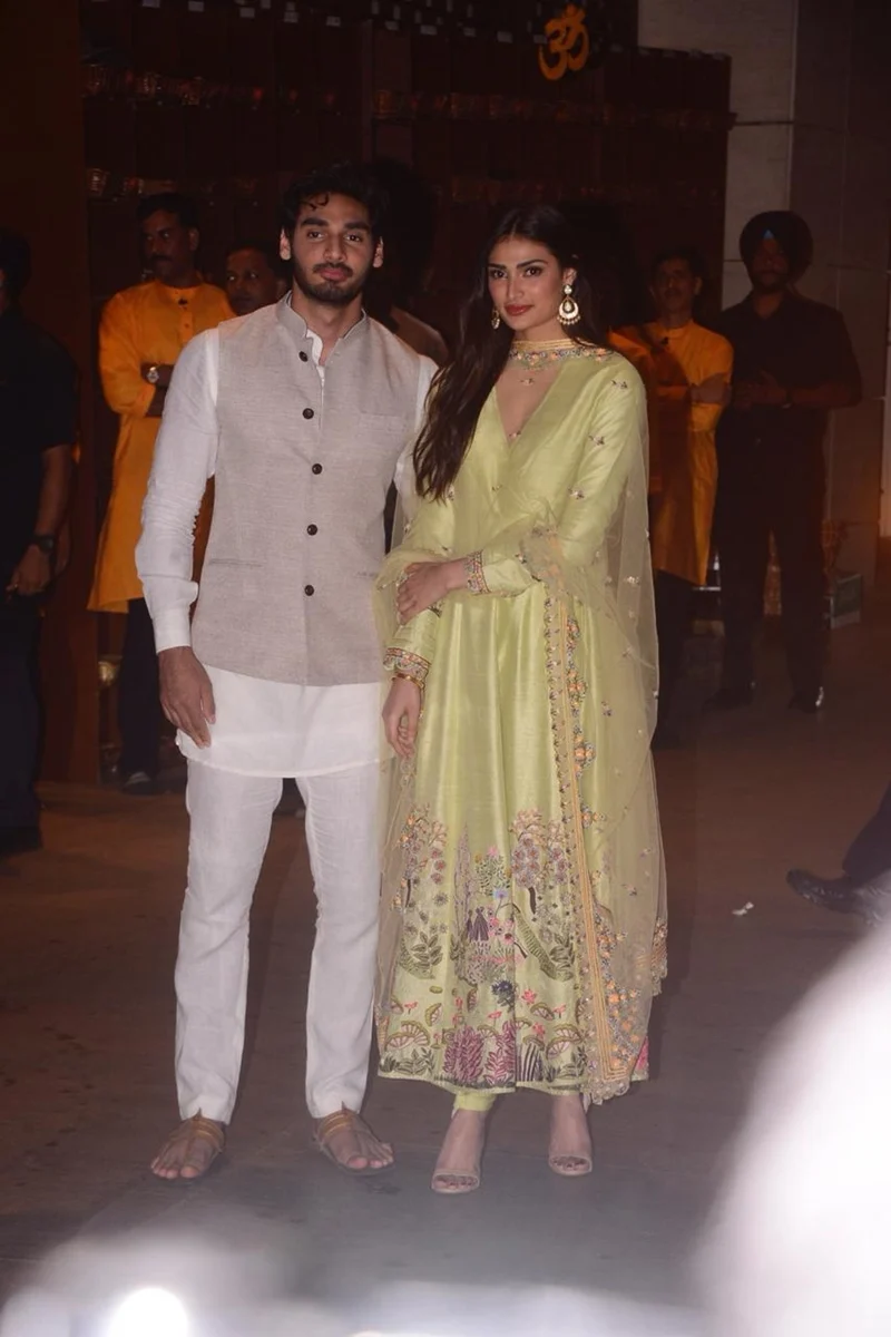 Ahan Shetty and his sister Athiya Shetty at Mukesh Ambani’s house. Photo By: Viral Bhayani