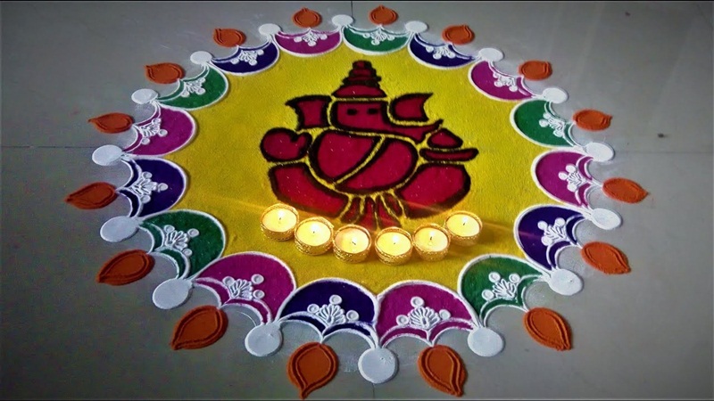 Ganesh Chaturthi 2018 10 quick and easy Ganpati rangoli designs