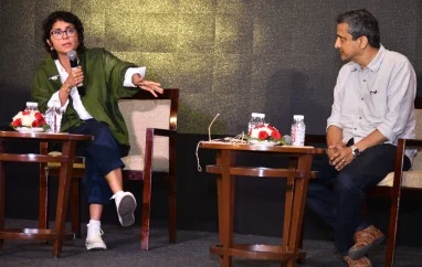 (L-R) Kiran Rao and Satyajit Bhatkal, CEO, Paani Foundation speaking at the TiECON 2019 at Westin