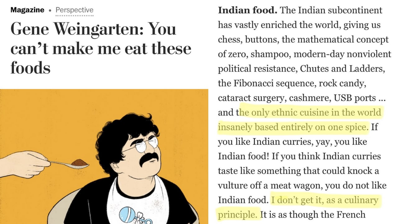 Indian Cuisine Based Entirely On One Spice Wapo Columnist Faces Netizens Wrath For Incorrect And Racist Statement