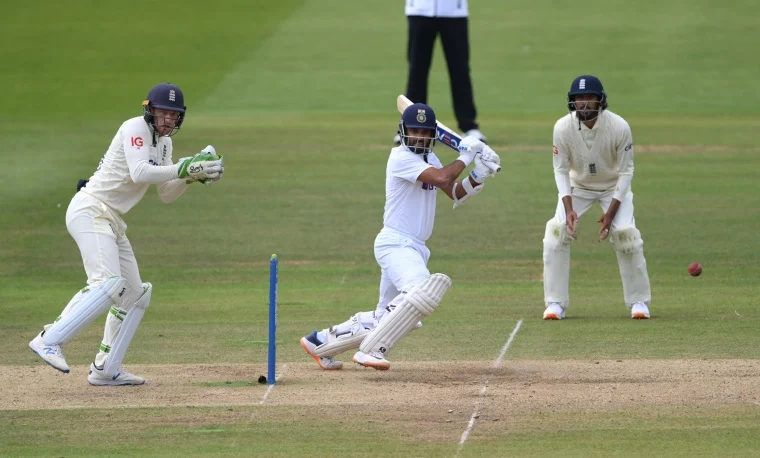 India batsman Ajinkya Rahane plays a shot during the 4th day of the Second Test match between India and England at Lord's, in London on Sunday. | ANI