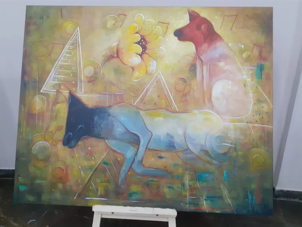 A painting at ‘Women Artist Painting Camp’ organised by RNTU, Bhopal
