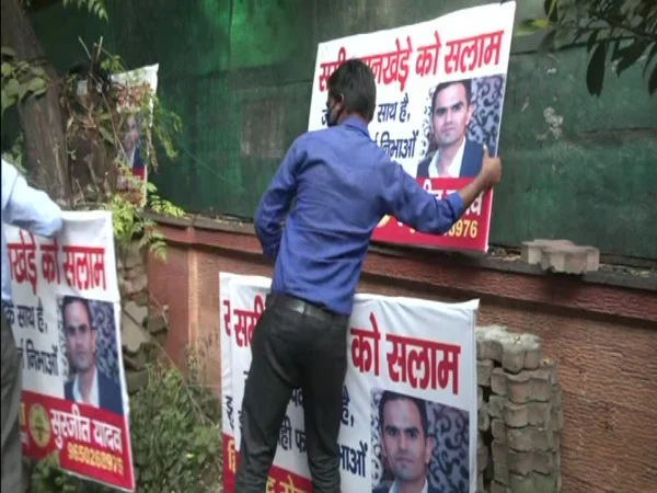 NCB officials remove posters put up by Hindu Sena